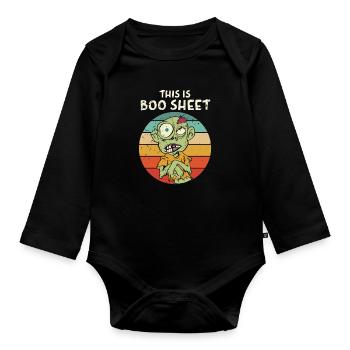 This Is Boo Sheet Zombie Halloween Costume - Organic Longsleeve Baby Bodysuit - black - Front