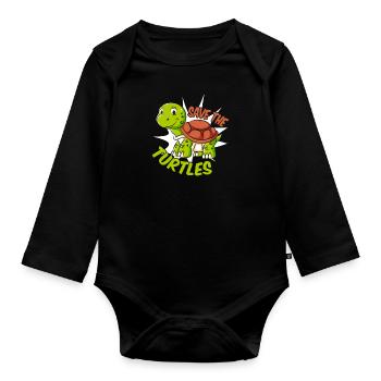 Save The Turtles Riesenschildkröte Schildkröte - Baby Bio-Langarm-Body - Schwarz - Vorne