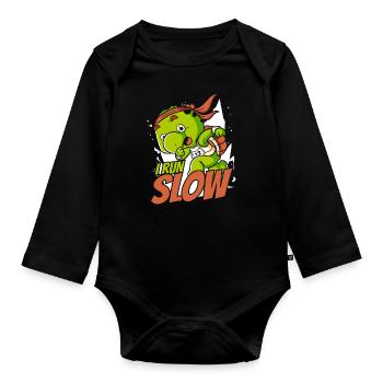 I Run Slow Water Turtle Giant Tortoise - Organic Longsleeve Baby Bodysuit - black - Front