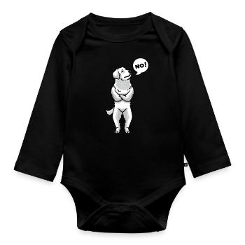 Kuvasz Hund - Baby Bio-Langarm-Body - Schwarz - Vorne