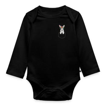 Lapin dans la poche Lapin de Pâques - Body Bébé bio manches longues - noir - Devant