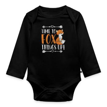 Tier Schlau Wild Wildnis - Baby Bio-Langarm-Body - Schwarz - Vorne