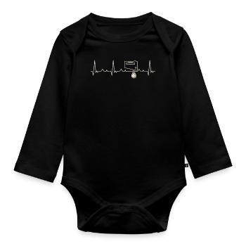 Mezclador eléctrico. Corazón. Amor. Ekg. - Body Bébé bio manches longues - noir - Devant