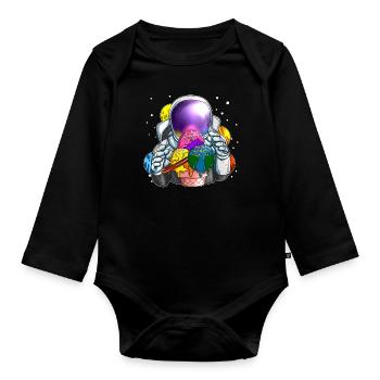 Astronauten Eiscreme Kosmonaut Eiskugeln Weltall - Baby Bio-Langarm-Body - Schwarz - Vorne