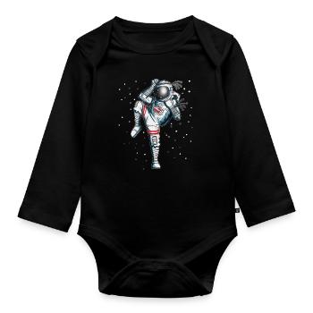 Astronaute Boxe Karaté Cosmonaute Kickboxing Space - Body Bébé bio manches longues - noir - Devant