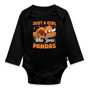 Just A Girl Who Loves Panda Bear Cute Sleeping - Organic Longsleeve Baby Bodysuit - black - Front