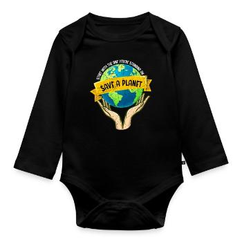 Save A Planet Nature Lover Environmentalist - Baby Bio-Langarm-Body - Schwarz - Vorne