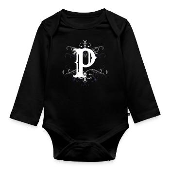 Letter P Letter P - Organic Longsleeve Baby Bodysuit - black - Front