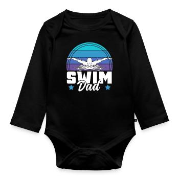 Cool Swim Dad Swim Vater Schwimmer Enthusiast - Baby Bio-Langarm-Body - Schwarz - Vorne