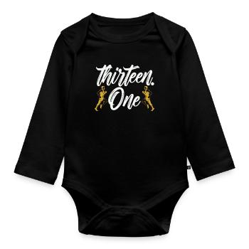 Half Marathon Thirteen One Athletic Marathoner - Organic Longsleeve Baby Bodysuit - black - Front
