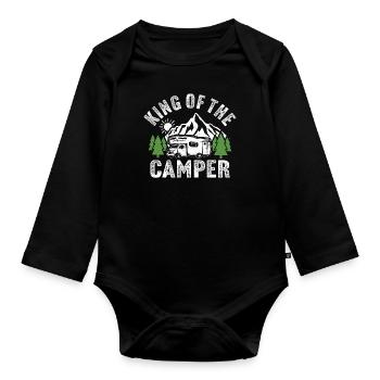 King of the camper camping caravan motorhome - Body Bébé bio manches longues - noir - Devant
