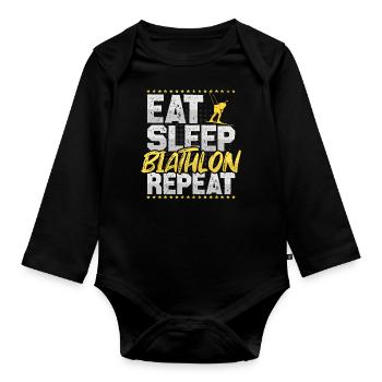 Biathlon Manger Dormir Répéter Skieur Hobby Biathlon - Body Bébé bio manches longues - noir - Devant