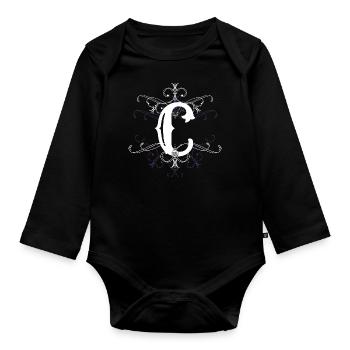Point C, point (c) - Organic Longsleeve Baby Bodysuit - black - Front
