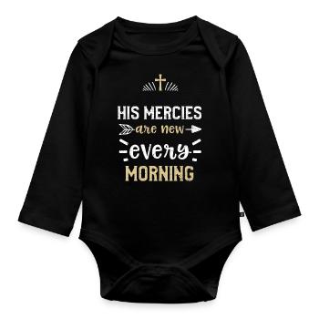 His mercies are new every morning - Baby Bio-Langarm-Body - Schwarz - Vorne