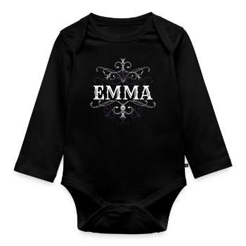Emma Nom Prénom Personnalisé - Body Bébé bio manches longues - noir - Devant