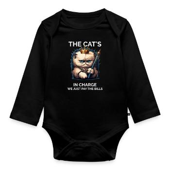 Fier propriétaire de chat Cat Maman - Body Bébé bio manches longues - noir - Devant
