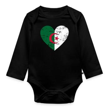 Algérie Flag Heart - Body Bébé bio manches longues - noir - Devant