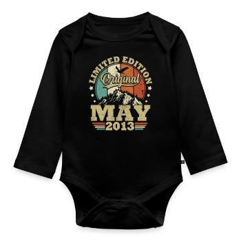 Geburtstagsgeschenk geboren im Mai 2013 - Baby Bio-Langarm-Body - Schwarz - Vorne