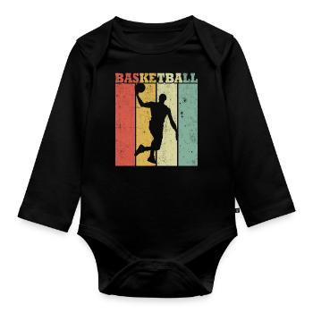 Retro-Basketballspieler - Baby Bio-Langarm-Body - Schwarz - Vorne