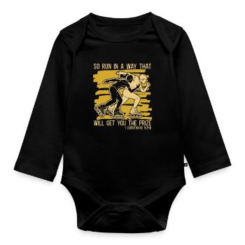 Speed Skating So Run In A Way That Loves Skating - Baby Bio-Langarm-Body - Schwarz - Vorne