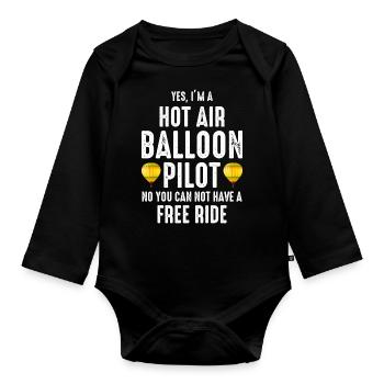 Hot Air Ballooning Hopper Balloon Pilot Balloonist - Organic Longsleeve Baby Bodysuit - black - Front