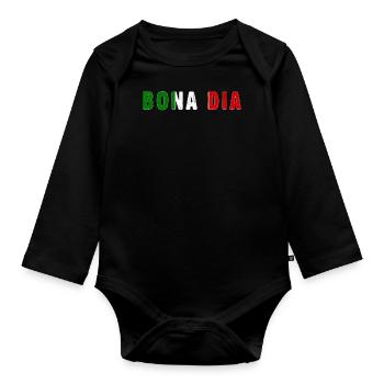 Bona Dia Good Morning Country Italy - Baby Bio-Langarm-Body - Schwarz - Vorne