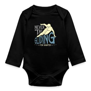 Speed Skating Never Take Gliding For Short Track - Organic Longsleeve Baby Bodysuit - black - Front