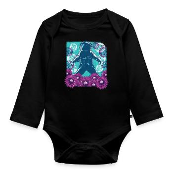 Astronaut Flowers - Mond & Weltall - Baby Bio-Langarm-Body - Schwarz - Vorne