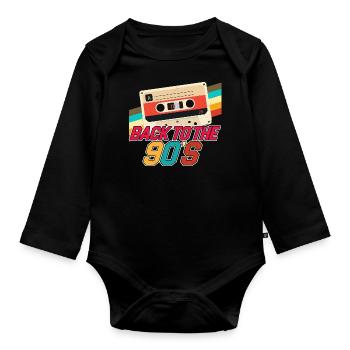 Zurück in die 90er - Retro - Baby Bio-Langarm-Body - Schwarz - Vorne