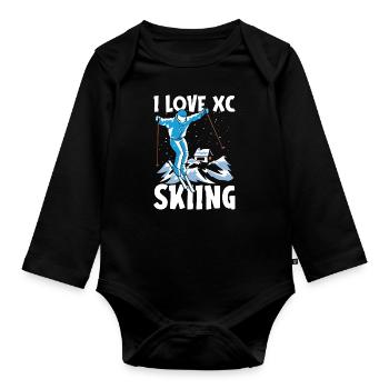 Cross Country Skiing I Love XC Skiing Winter Sport - Baby Bio-Langarm-Body - Schwarz - Vorne