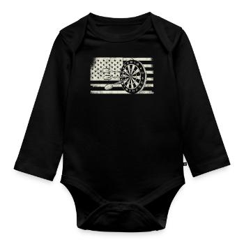 Retro dartboard Dartboard 180 for darts players - Organic Longsleeve Baby Bodysuit - black - Front