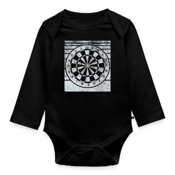Retro dartboard Dartboard 180 for darts players - Organic Longsleeve Baby Bodysuit - black - Front