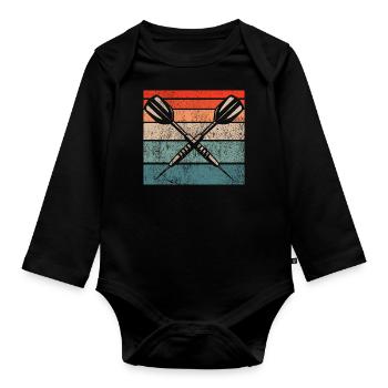 Retro dartboard Dartboard 180 for darts players - Organic Longsleeve Baby Bodysuit - black - Front