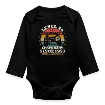 Level 70 unlocked - Organic Longsleeve Baby Bodysuit - black - Front