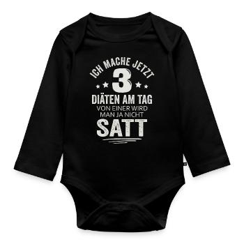 Ich mache jetzt 3 Diäten am Tag - Baby Bio-Langarm-Body - Schwarz - Vorne
