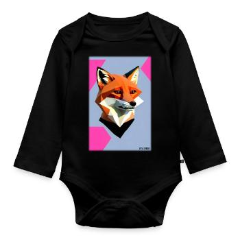 Fox Polygon Forest Dwellers Forest Animal Wilderness Animal - Organic Longsleeve Baby Bodysuit - black - Front