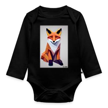 Fox Polygon Forest Dwellers Forest Animal Wilderness Animal - Organic Longsleeve Baby Bodysuit - black - Front