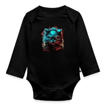 Persian cat - Organic Longsleeve Baby Bodysuit - black - Front