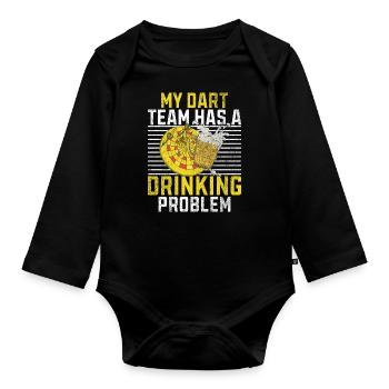 Retro dartboard Dartboard 180 for darts players - Organic Longsleeve Baby Bodysuit - black - Front