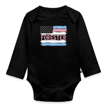 US Pride Lumberjack Woodworker Gift Idea - Baby Bio-Langarm-Body - Schwarz - Vorne