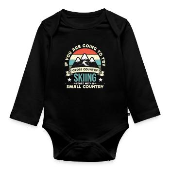 Ski de fond si vous allez essayer le ski - Body Bébé bio manches longues - noir - Devant