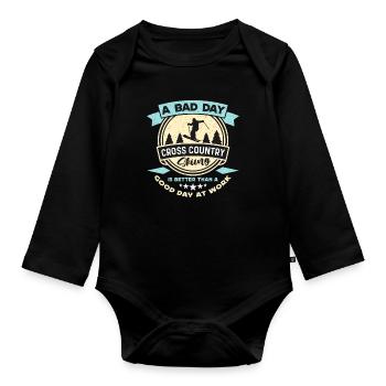 Cross Country Skiing A Bad Day Cross Country Skier - Baby Bio-Langarm-Body - Schwarz - Vorne