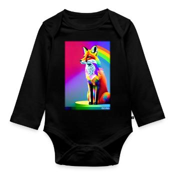 Fox Polygon Forest Dwellers Forest Animal Wilderness Animal - Organic Longsleeve Baby Bodysuit - black - Front
