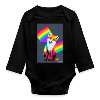 Fox Polygon Forest Dwellers Forest Animal Wilderness Animal - Organic Longsleeve Baby Bodysuit - black - Front