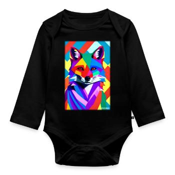 Fox Polygon Forest Dwellers Forest Animal Wilderness Animal - Organic Longsleeve Baby Bodysuit - black - Front