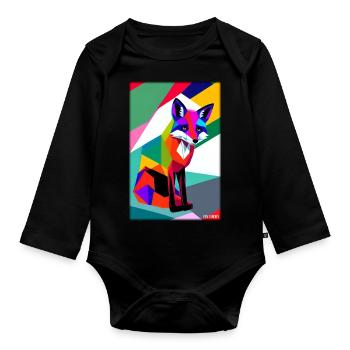 Fox Polygon Forest Dwellers Forest Animal Wilderness Animal - Organic Longsleeve Baby Bodysuit - black - Front