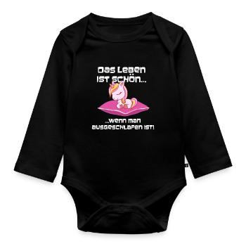 Das Leben ist schön, wenn du schläfst Einhorn - Baby Bio-Langarm-Body - Schwarz - Vorne