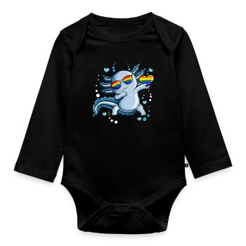 Coeurs Bulles Sous-marine LGBTQ Coeur Axolotl - Body Bébé bio manches longues - noir - Devant
