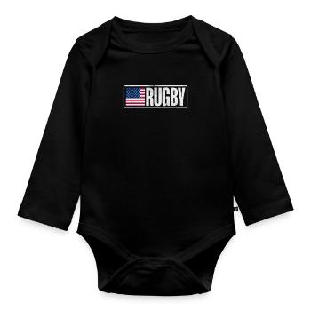 Rugby Verein Rugbyteam Football Sport Geschenk - Baby Bio-Langarm-Body - Schwarz - Vorne