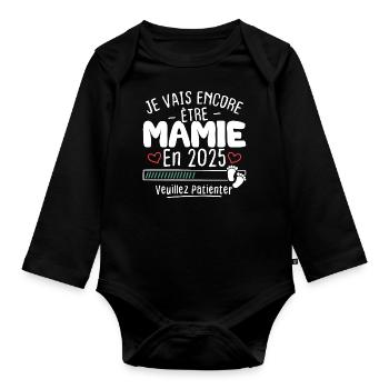 Je Vais Encore être Mamie En 2025 - Body Bébé bio manches longues - noir - Devant